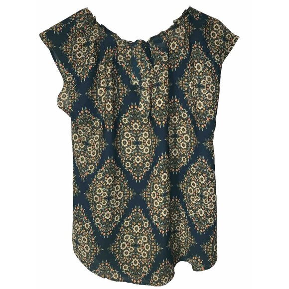 Lauren Conrad Women's Sleeveless Floral Top Green Medium 100% Polyester - Picture 2 of 5